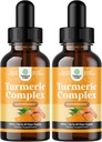 Gouttes de liquide curcuma organique pour adultes - Curcumine curcuma liquide avec cannelle de poivre noir et gingembre pour articulations Immunité de digestion et supplément plus organique concentré (2oz) (2)