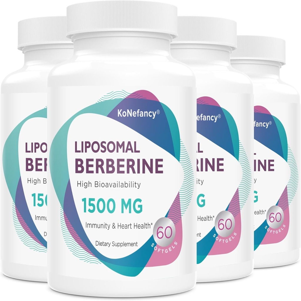 Liposomale Berberine Supplément 1500mg - haute biodisponibilité Berberine HCL Capsules pour femmes et hommes, Activateur AMPK pour la santé cardiovasculaire, sans sucre, non-OGM, 240 Softgels
