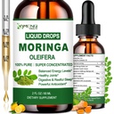 Pure Moringa Oleifera gouttes liquides, extrait de feuille de Moringa biologique w. curcuma, poivre noir, supplément de Moringa pour le métabolisme de l'énergie Immune peau articul & Gut, 6X plus fort que les capsules Moringa Poudre