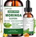 Pure Moringa Oleifera gouttes liquides, extrait de feuille de Moringa biologique w. curcuma, poivre noir, supplément de Moringa pour le métabolisme de l'énergie Immune peau articul & Gut, 6X plus fort que les capsules Moringa Poudre
