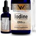 WellnessOne gouttes d'iode pour le support thyroïde - Supplément d'iode liquide à action rapide de l'iodure de potassium - Idéal pour l'immunité et la cognition et maximise l'absorption de fer - 1,67 fl oz