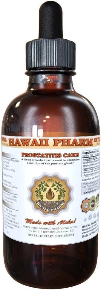 HawaiiPharm Prostate Support Dietary Supplement: Pygeum (Pygeum Africanum) Barque, Saw Palmetto (Serenoa Repens) Berry, Sting Nettle (Urtica Dioica) Teinture de feuille (extrait liquide à base d'alcool) 2 oz
