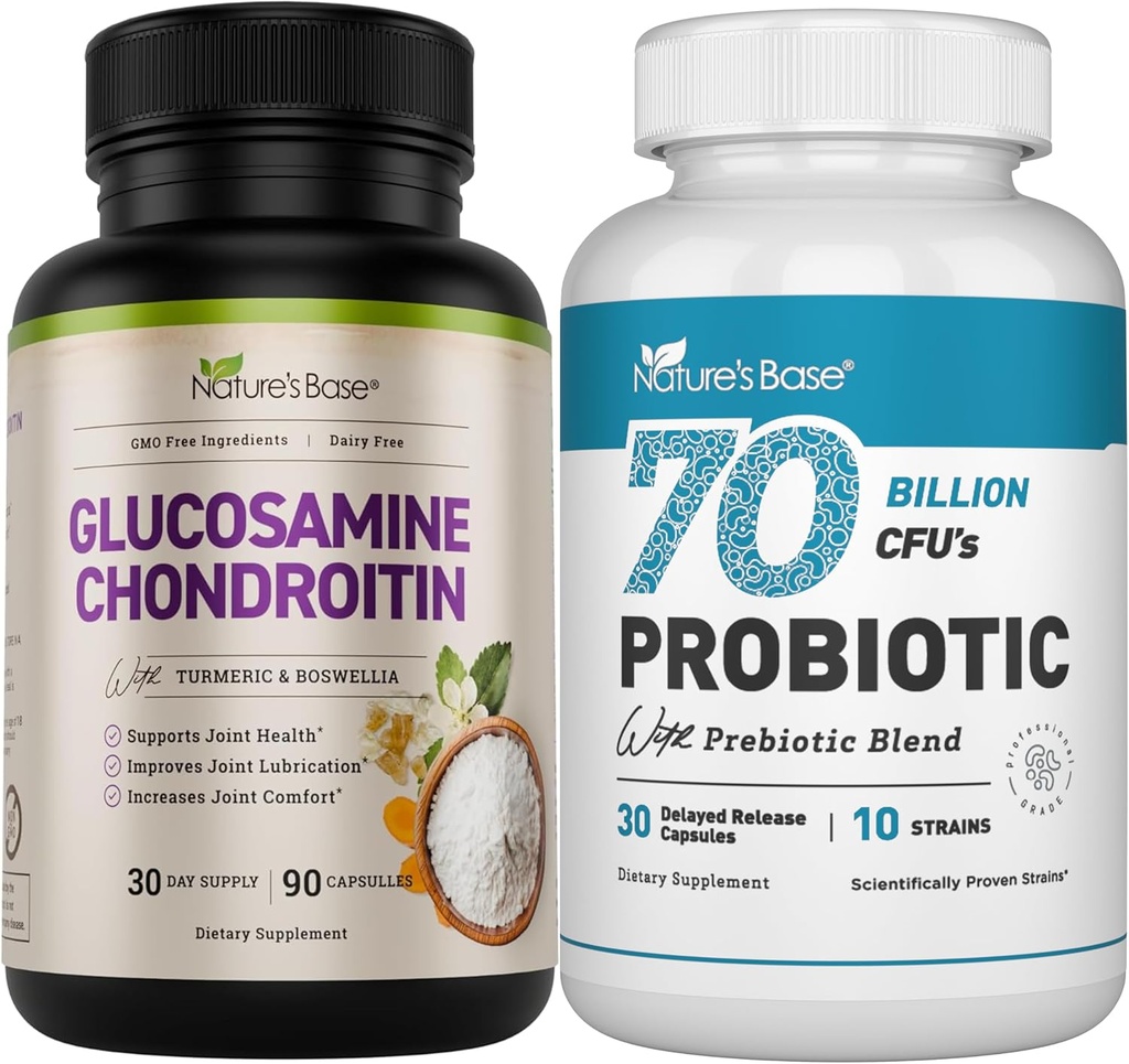 Glucosamine de base de la nature Chondritine + Probiotiques 70 milliards UFC