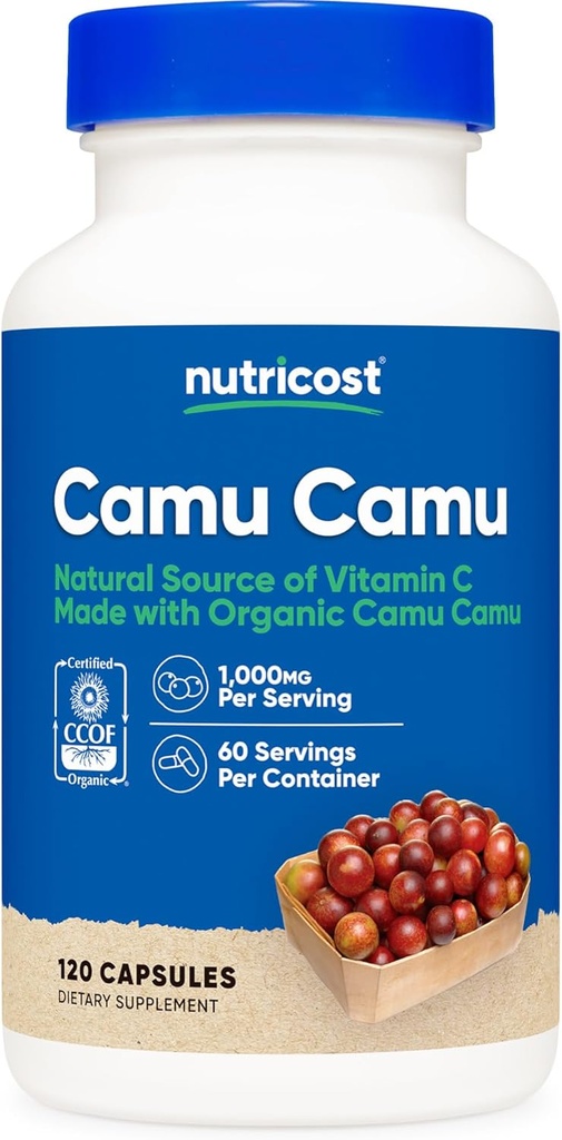Nutricost Camu Camu 1000mg, 120 Capsule - CCOF Certified Made with Organic, Non-GMO and Gluten Free