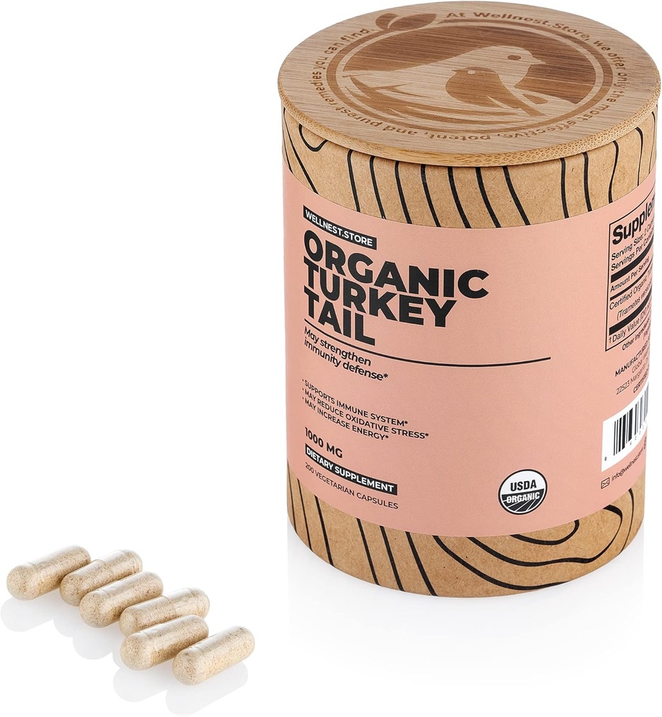 Plus fort. Magasinez le champignon biologique de la dinde (extrait de trametes) 200 capsules de légumes - supplément de soutien immunitaire; favorise la croissance des bactéries bénéfiques dans le Gut + stimule l'énergie