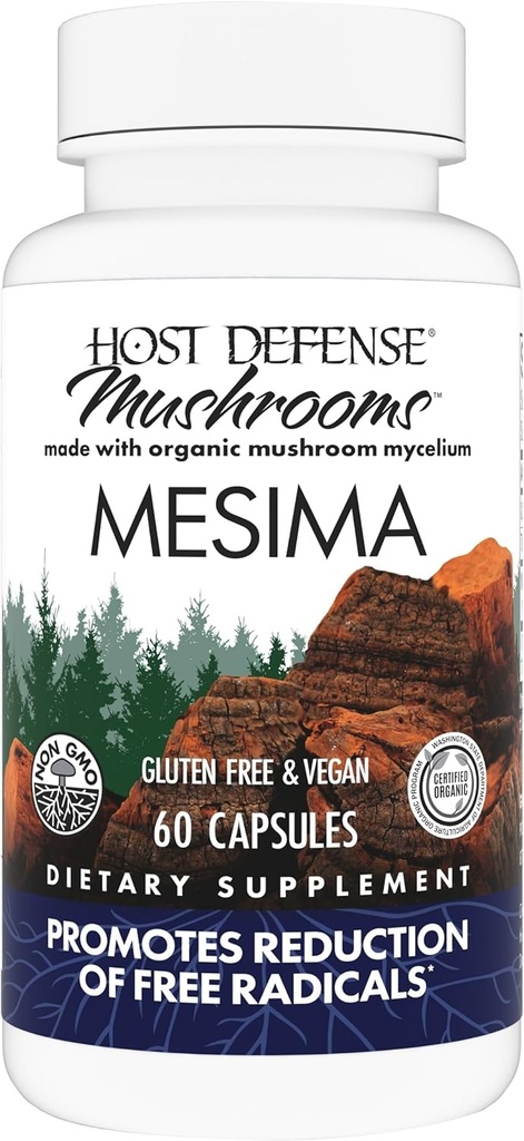Host Defense Mesima Capsules - Supplément d'Activité Antioxydante Herbal et de Support du Système Immune - Supplément Champignon pour soutenir la réponse immunitaire équilibrée - 60 capsules (30 portions)*