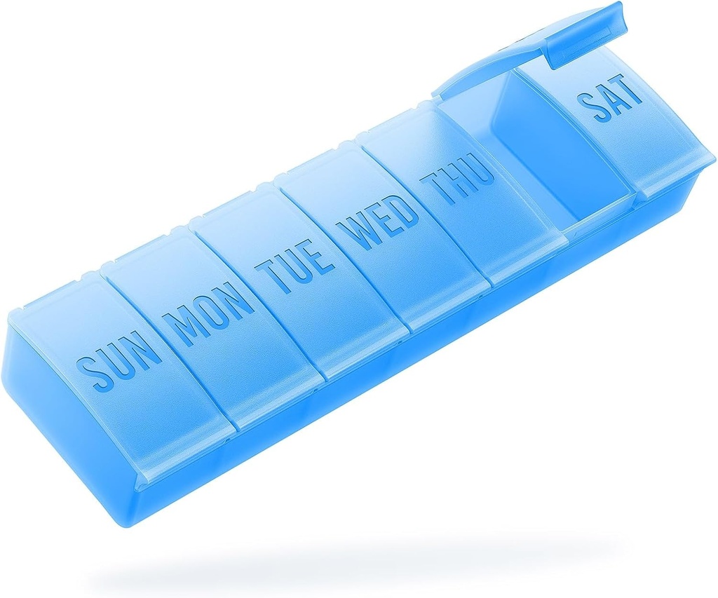 Barhon Pill Organizer Large, Weekly Medicine Pill Organizers, 7 jours Pills Box Case Voyage pour gros suppléments de vitamines Huile de poisson, Bleu