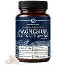Magnésium Glycinate 400mg Formule d'absorption élevée pour le sommeil, le calme, la relaxation musculaire, le cœur, les os et le soutien nerveux pour les femmes et les hommes