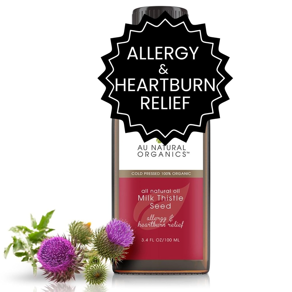 Au Natural Organics Lait Thistle Huile de graines de chardon Cold Pressed Organic.com Lait Thistle Supplément pour le soutien du foie, stimuler la santé immunitaire, la santé digestive, la santé osseuse, la peau et le cerveau santé 3,4 fl oz