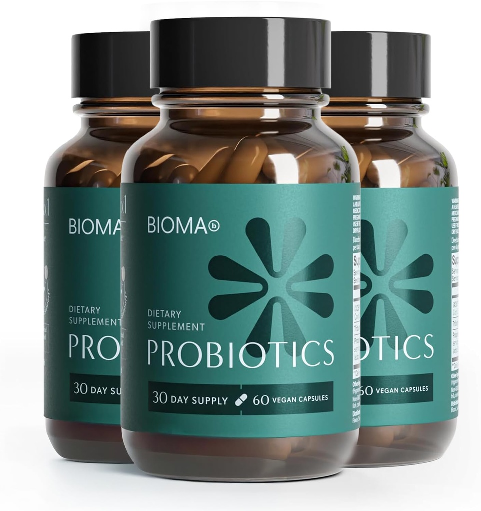 Bioma Probiotiques - Probiotique digestif pour la santé - Soutien gustatif pour les hommes et les femmes avec Xylooligosaccharides, Tributyrine et Bifidobacterium - Vegan & Gluten Free - 180 Capsules de libération différée (90 jours d'approvisionnement)
