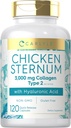 Carlyle Poulet Cartilage de sternum Capsules de collagène de type II 3000mg. 120 pilules avec acide hyaluronique.