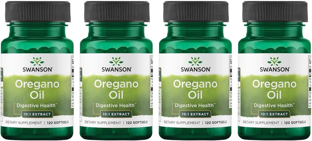 Extrait d'Origan de Swanson 10:1 - Supplément naturel Promouvoir la santé digestive et le soutien respiratoire - soutient le système gastro-intestinal et la santé urinaire - (120 Softgels, 150mg chacun) (4 Pack)