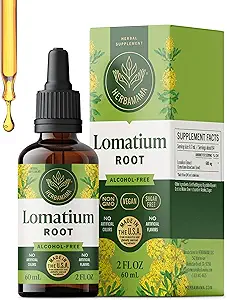 Teinture de racine de lomatium HERBAMAMA - Extrait végétalien de dissectum de lomatium pour désintoxication pulmonaire et nettoyage - Supplément respiratoire sans OGM, sans alcool et sans sucre, 28 jours d'approvisionnement