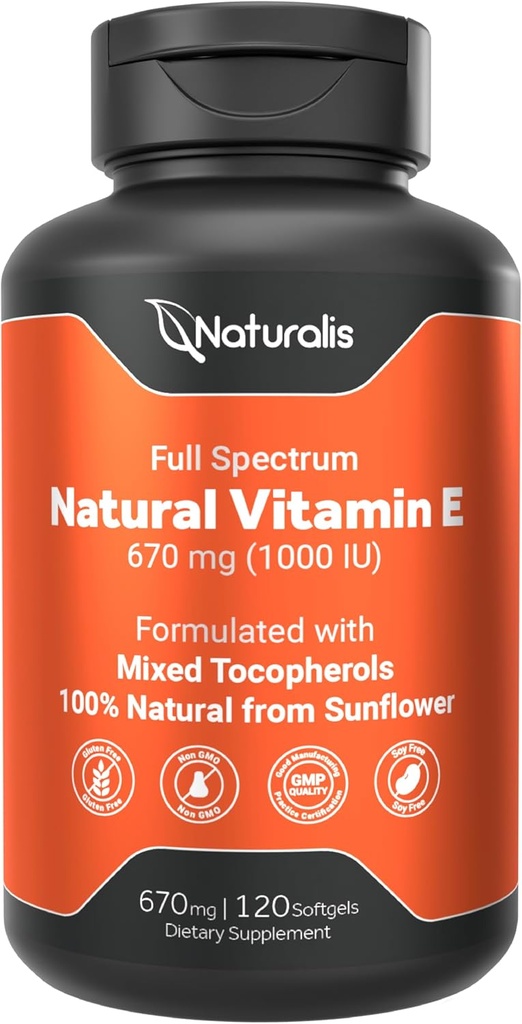 Naturalis Sunflower Vitamine E 670mg (1000 UI) avec des tocophérols mixtes
