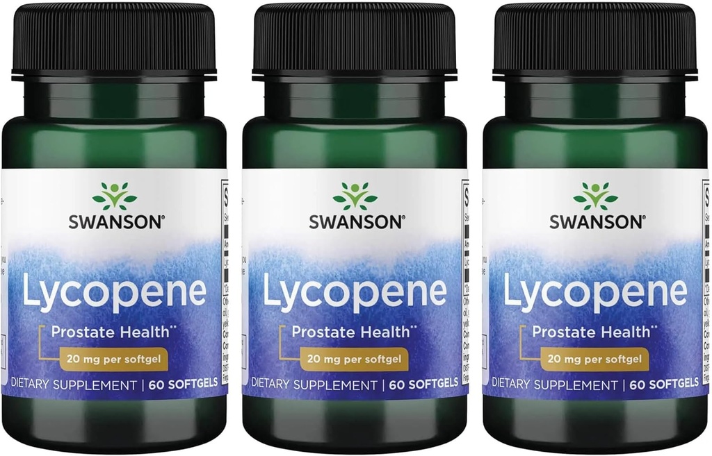 Swanson Lycopene - Natural Supplement Promoting Prostate Health, Heart Health, & Supports Blood Pressure Within The Normal Range - Mens Health Supplement - (60 Softgels) 3 Pack