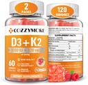 Sugar Free Vitamin D3 K2 Gummies, Vitamin D Gummies Supplement, 10000 IU + 200mcg D3 and K2 Supplements, Tasty Gummy Vitamins, Support For Bones Muscle Teeth Immune, 60 Servings 120 Gummies, Raspberry
