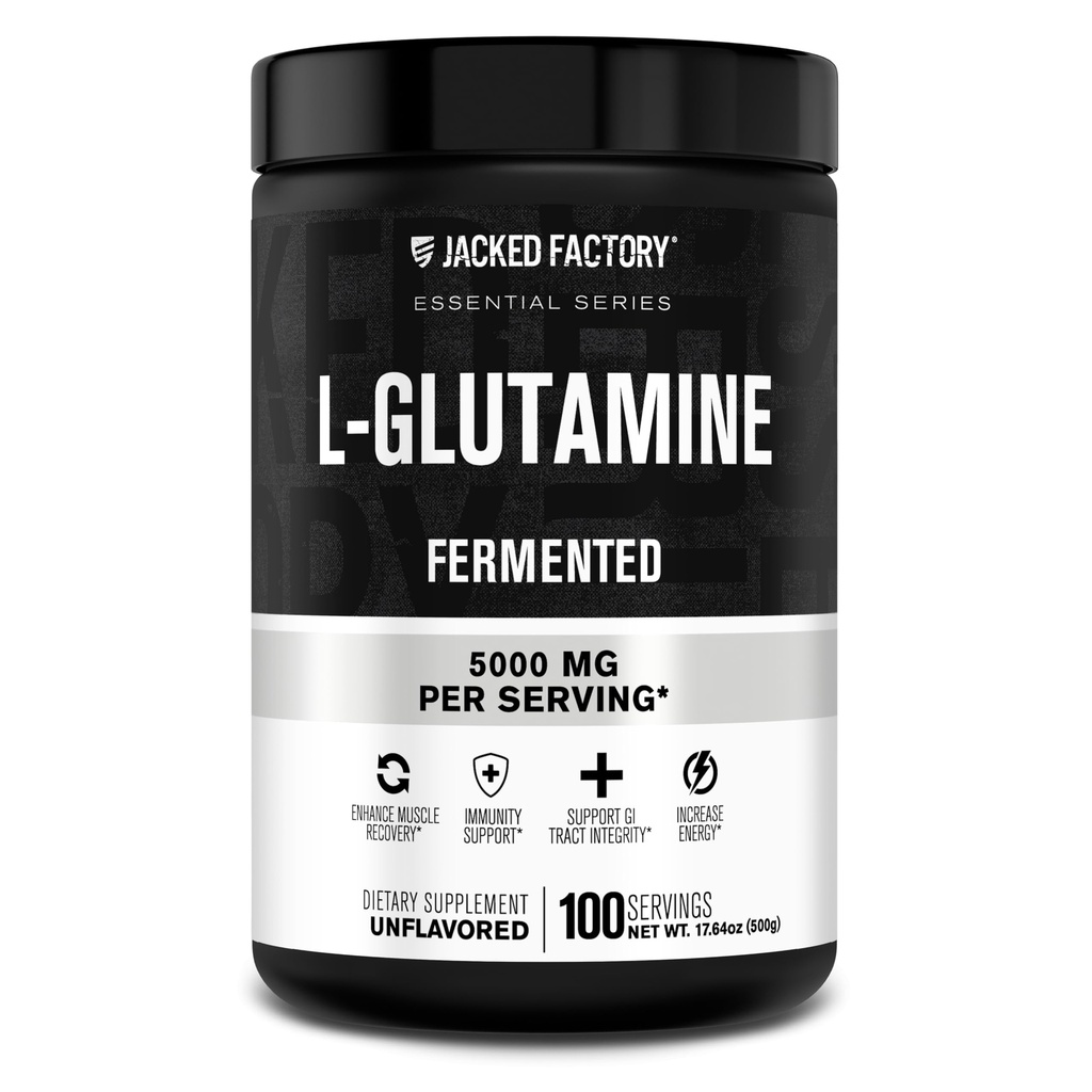 Usine Jacked L-Glutamine poudre 100 portions - Vegan Fermented L supplément de glutamine pour la récupération musculaire après entraînement, immunité, santé digestive