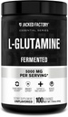 Jacked Factory L-Glutamine Powder 100 Servings - Vegan Fermented L Glutamine Supplement for Post Workout Muscle Recovery, Immunity, Digestive Health | No Artificial Filler - Unflavored