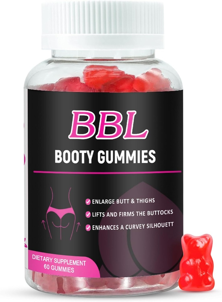 BBL Gummies pour les femmes Butt Growth, 60 comte, forme de l'ours Gummities pour améliorer le corps curvy, Butt Boost Gummies vitamine pour gros cul rapide, Vegan gainer de poids Gummies