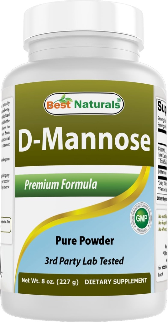 Meilleurs suppléments naturels en poudre pure D-Mannose - Nettoyant du tube urinaire - 8 OZ