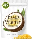 Vitamine D3 K2 Softgel, D3 K2 Vitamine 10000 UI, 10000 UI VIT D3 + 200 MCG Vitamine K2, Exempte d'OGM, de gluten, de soja, de santé osseuse, soutient l'absorption de calcium, 300 gels