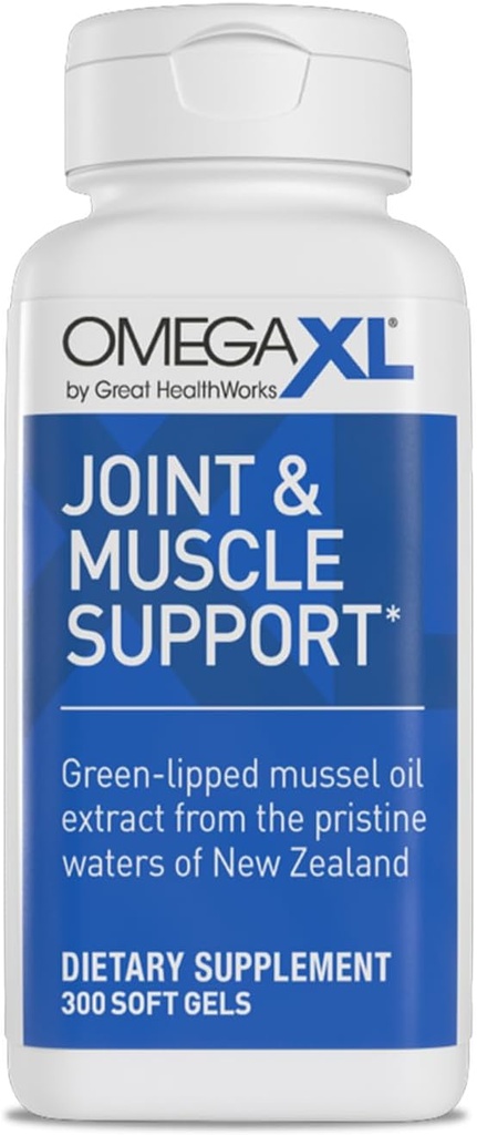Supplément de soutien conjoint OmegaXL - Soutien musculaire naturel, Huile de moules à lisière verte, pilules de gel mou, sans médicament, 300 Nombre