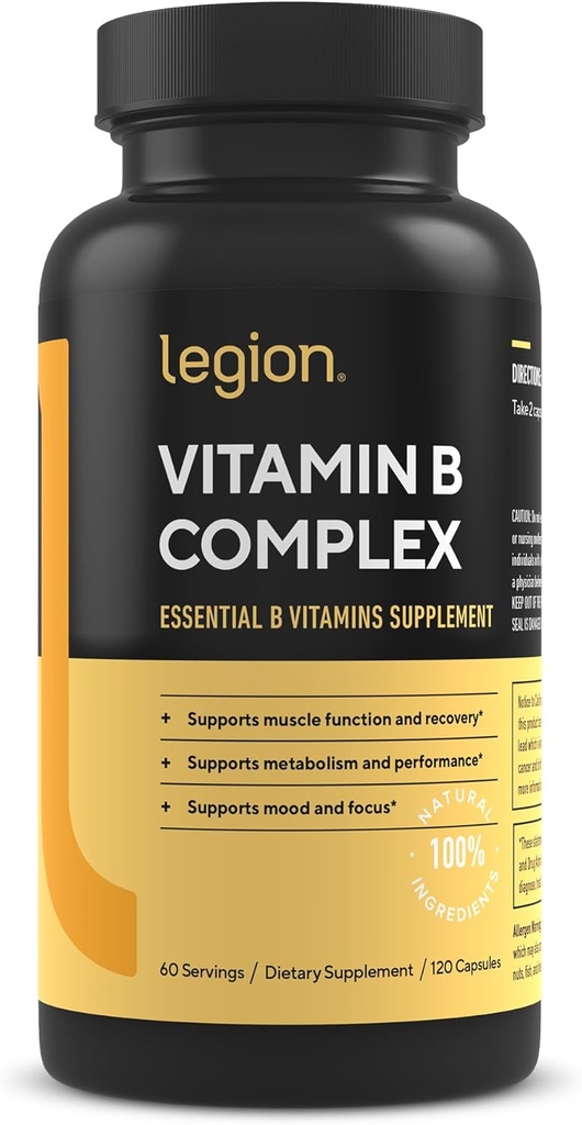 LÉGION Complexe Vitamine B (120 Capsules) - Complexe Vitamine B avec Choline et Inositol soutient l'humeur et la fonction hépatique - Complexe Vitamines Vegan B soutenir le métabolisme énergétique et la fonction musculaire