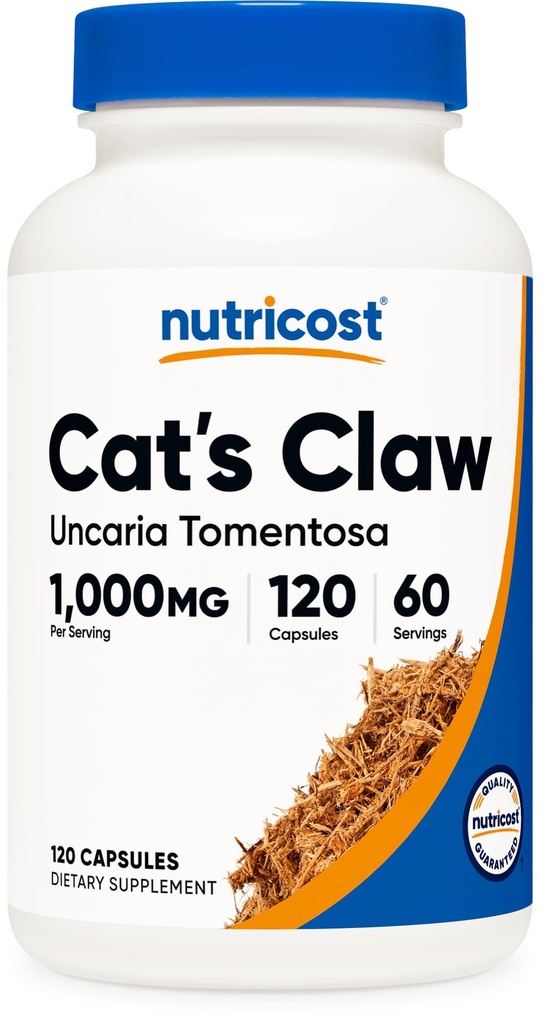 Nutricost Cat's Claw 1000mg, 120 Capsules - Bouchons végétariens, sans OGM et sans gluten, 60 portions