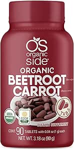 Comprimés de betteraves et de carottes 100% bio pur de 90 Cote de 1,120 mg USDA Certifié non-OGM, base végétale pour la santé cardiaque et le renforcement énergétique