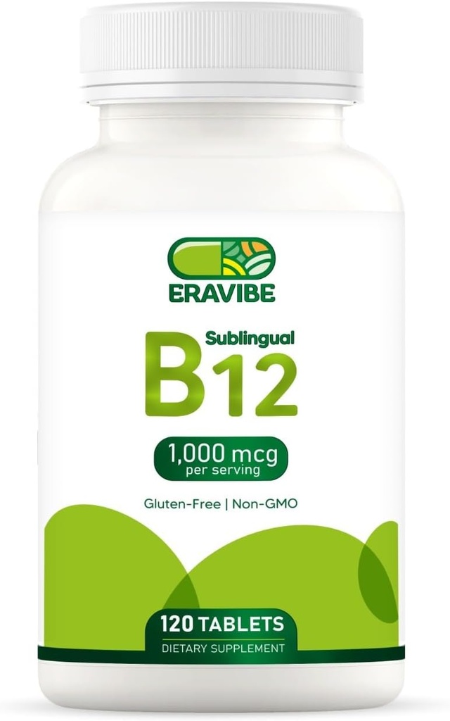 Vitamine B12 1000 mcg, 120 comprimés, Saveur de cerise naturelle, Sans gluten, Non-OGM, Sans sucre, Dissolve rapide