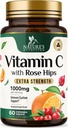Vitamine C Chewable 1000mg - Antioxydants extra-résistants pour le puissant soutien immunitaire avec/Vitamine C & Rose HIPS - Potent Dietary VIT C Chews Supplément, naturel orange aromatisé, végétalien, non-OGM - 60 comprimés
