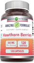 Formules étonnantes Hawthorn Berries Supplément de 565 Mg par service de 120 capsules non-OGM