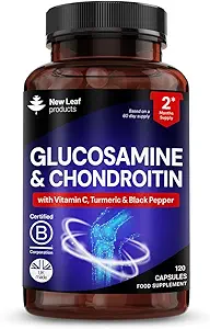 Glucosamine et Chondroïtine MSM - Absorbance extra haute résistance enrichie de vitamine C, de sulfate de glucosamine Chondroitine Sulfate, de MSM et de vitamine C Sans gluten, BPF, 120 comprimés de complément alimentaire