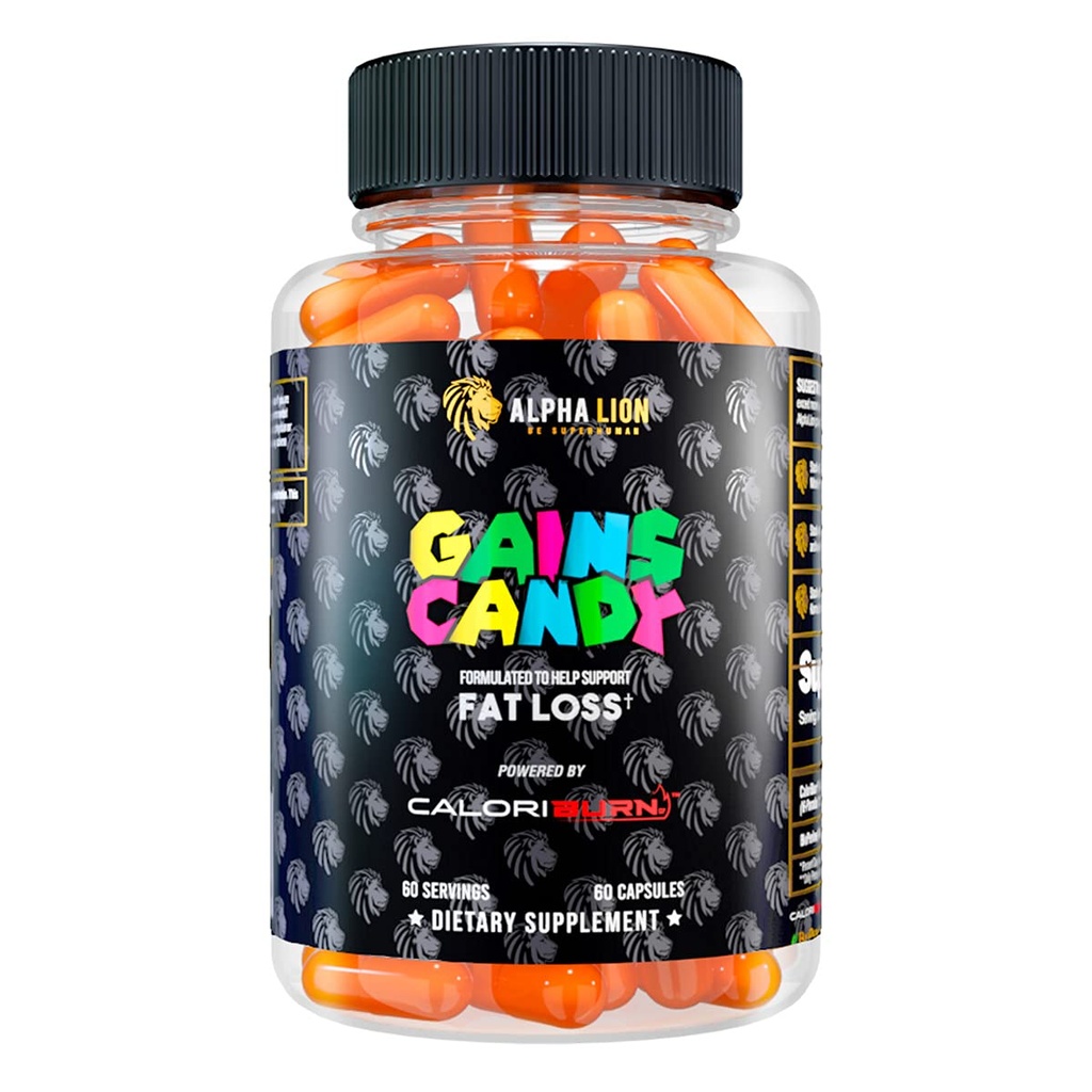 ALPHA LION gagne Candy, pilules qui soutiennent la perte de poids, suppléments énergétiques, extrait 100% naturel, brûlure de calories, régule le métabolisme sain, 60 Capsules (Perte de Fat - CaloriBurn®)