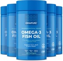 Suppléments d'huile de poisson avec acides gras Omega 3 (5 bouteilles, 120 softgels) - Haute EPA, DHA et IFOS Piles d'huile de poisson soutenir le coeur et la santé articulaire - Huile de poisson sans Burpless favorise la fonction cérébrale