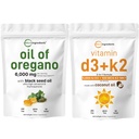 Micro-ingrédients Huile d'Oregano Softgels 6 000mg Par portion et vitamine D3 5000 UI Plus K2 (MK-7) 100 mcg, 300 Huile de coco vierge Softgels Pack d'emballages