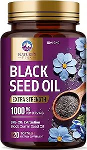 Black Seed Oil 1000mg - Premium Extra Strength Nigella Sativa Blackseed Oil - Black Seed Oil Skin, Digestive Health & Immune Support - Non-GMO Antioxidant, Gluten Free Supplement - 120 Softgels