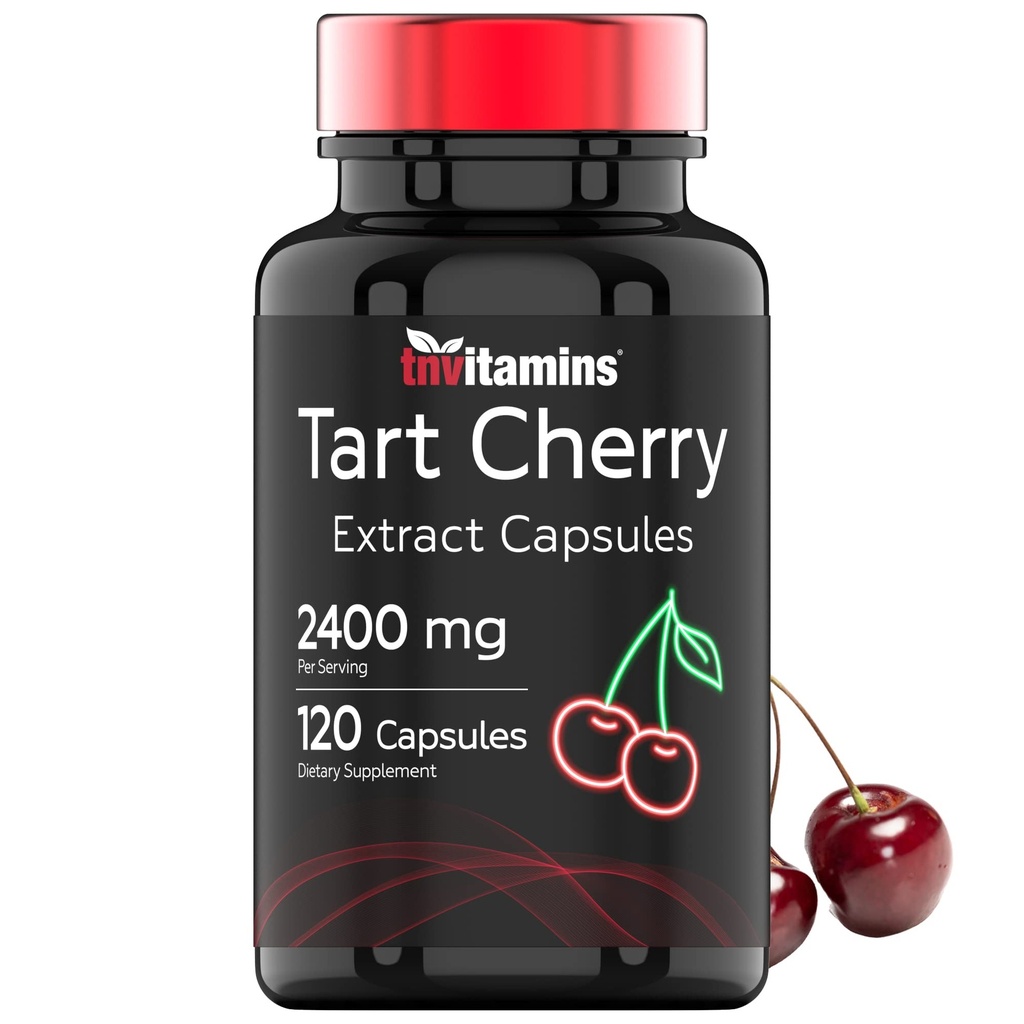 Tart Cherry Capsules (2400 MG - 120 Count) de Montmorency Cherry Extract (en anglais seulement) Fournit des antioxydants, des anthocyanes et des phytonutriments (en anglais seulement) Tart Cherry for Sleep and More!