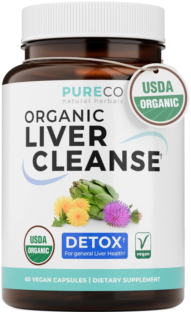USDA Chardon de lait biologique et racine de dandelion - Silymarin Chardon de lait Formule de nettoyage du foie avec extrait d'artichaut pour un soutien complet du foie - Vegan non-OGM & laboratoire vérifié (1 mois d'approvisionnement)