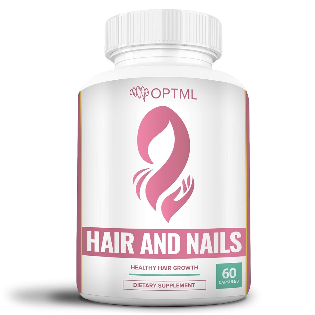 OPTML Vitamines capillaires et ongles pour la croissance et l'épaisseur des cheveux, pilules capillaires imprégnées de biotine, vitamines capillaires pour une croissance plus rapide des cheveux et ongles sains, pour les femmes et les hommes, 60 capsules