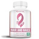 OPTML Hair and Nail Vitamins for Hair Growth and Thickness, Biotin-Infused Hair Pills, Hair Vitamins for Faster Hair Growth and Healthy Nails, for Women and Men, 60 Capsules