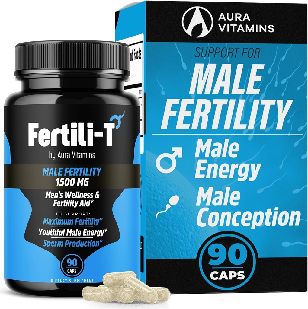 Fertili-T Homme Homme Soutien de la fertilité , 1500 MG , 90 Capsules , Boosts Sperm Santé, énergie et bien-être , Optimise la fertilité naturelle , Facile à avaler (1)
