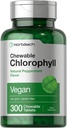 Horbäach Chlorophyll Pills | 300 Chewable Tablets | Natural Peppermint Flavor | Vegan, Non-GMO & Gluten Free Supplement