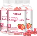 Multi Collagène Protein Glow Beauté Collagène Gommies, le soutien anti-âge des femmes avec le glutathion, la biotine et les multivitamines, favorise la santé de la peau et des cheveux, fraise, 180 Gommies (90 jours)