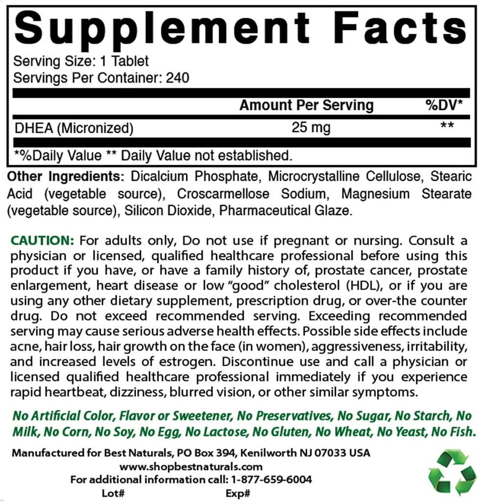 Meilleurs naturels DHEA 100mg & COQ10 100 mg