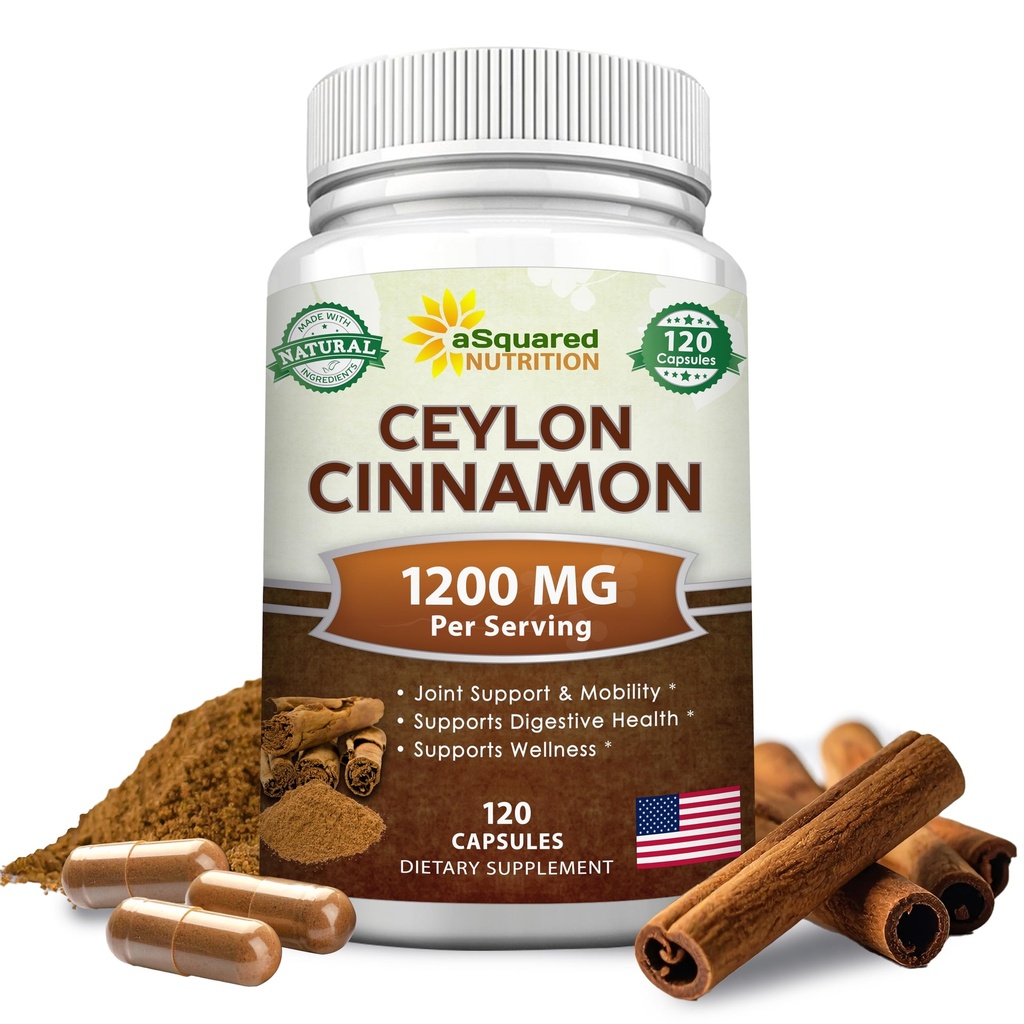 Ceylan naturel cannelle 1200mg - 120 Capsules, Vrai cannelle du Sri Lanka, Extrait pilules de supplément favorise la santé cardiaque