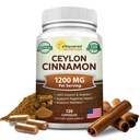 Ceylan naturel cannelle 1200mg - 120 Capsules, Vrai cannelle du Sri Lanka, Extrait pilules de supplément favorise la santé cardiaque