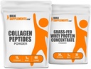 Compléments en vrac Peptides de collagène 1kg + concentré de protéines de lactosérum de l'herbe 1kg