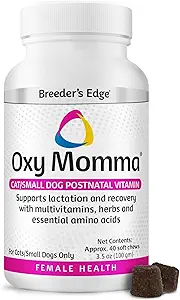 Breeder's Edge Oxy Momma Soft Chews, supplément de vitamine postnatale pour chiens et chats allaitants, soutient la récupération, les hormones et la prochaine grossesse - pour petits chiens et chats, 40ct Soft Chews