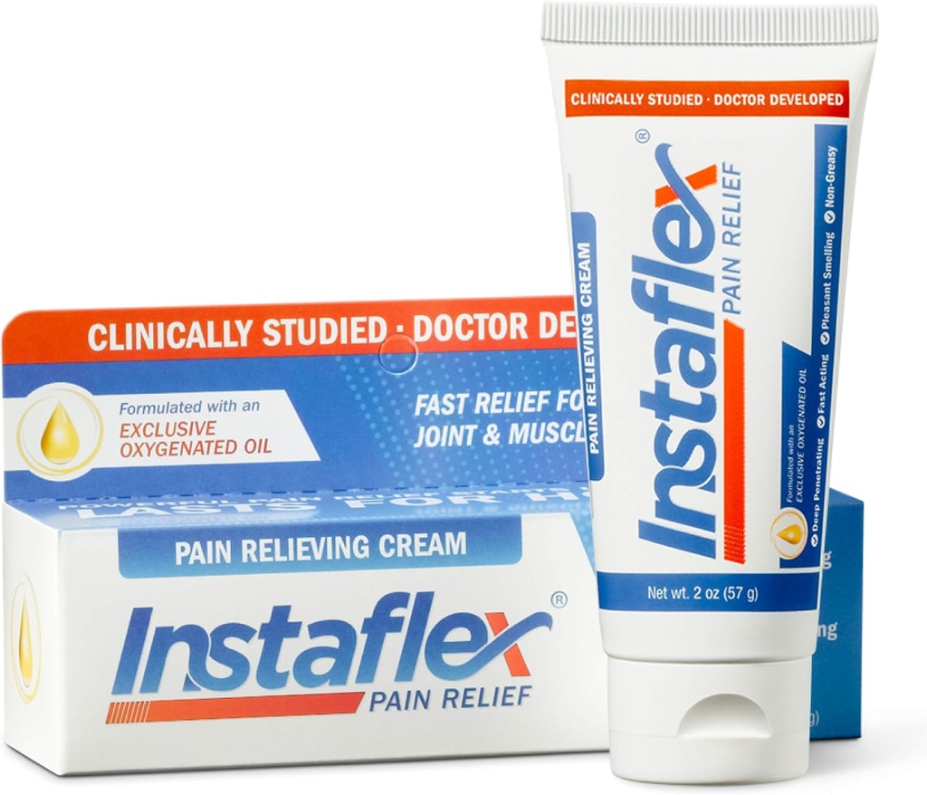 Orientation saine La crème Instaflex Pain Relief délivre un soulagement cliniquement étudié de l'arthrite, de la douleur dorsale, des souches et de la douleur articulaire et musculaire (2 oz)